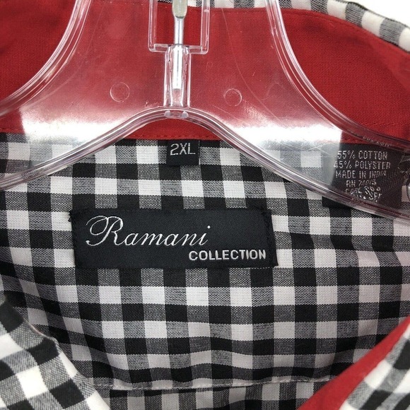 Ramani Button Up Shirt Men's Size 2XL Gingham Plaid Black & White Checked NWT - Picture 9 of 10